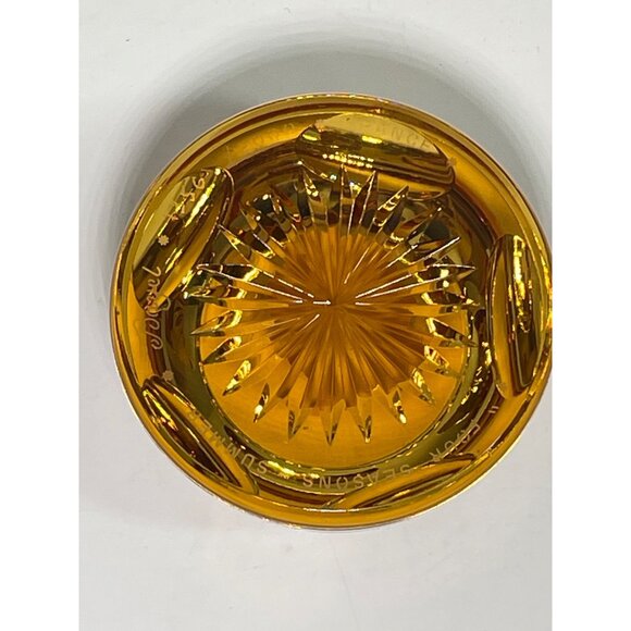 White Rose & Amber Crystal Paperweight By Eickholt Signed 2000 - Picture 5 of 9